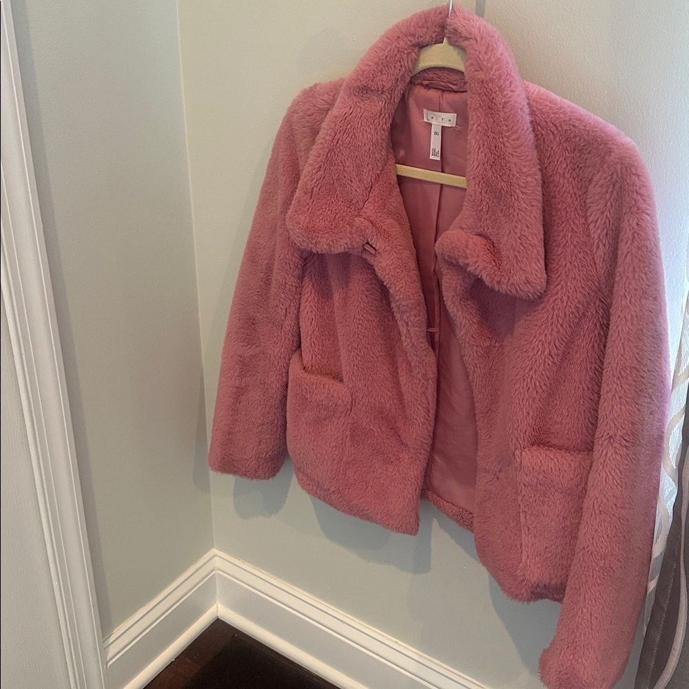 Leith Blush Faux Fur Coat